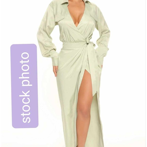 Fashion Nova Plus 2X Sage Green Easy Love Maxi Dress NWT AS IS - Picture 2 of 11